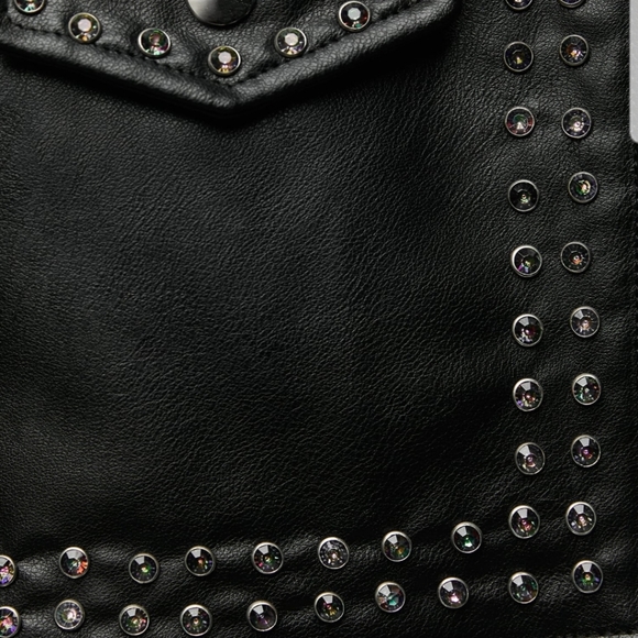 Zara Black Studded Leather Jacket - Picture 4 of 6